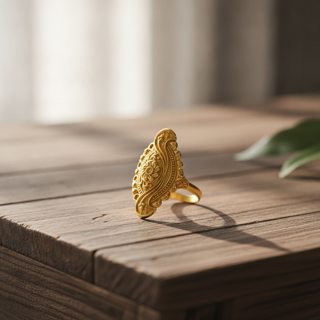 NUGOLD Traditional Floral Filigree Adjustable Ring for Women
