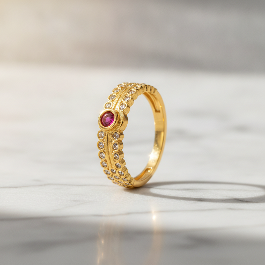 Regal Crimson Halo Statement Ring