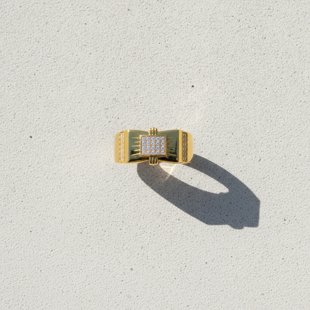 NUGOLD Regal Square Crystal Signet Ring for Men & Boys