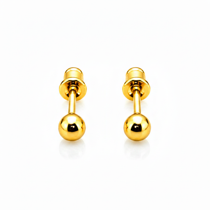 NuGold Minimalist Gold-Toned Ball Stud Earrings for Women