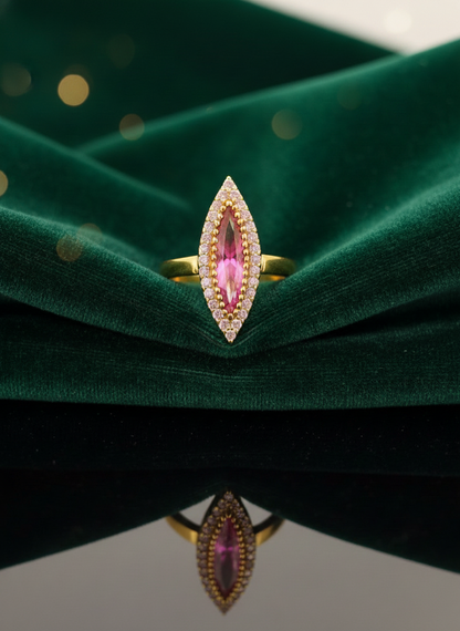 NuGold Pink Royale Marquise Statement Ring
