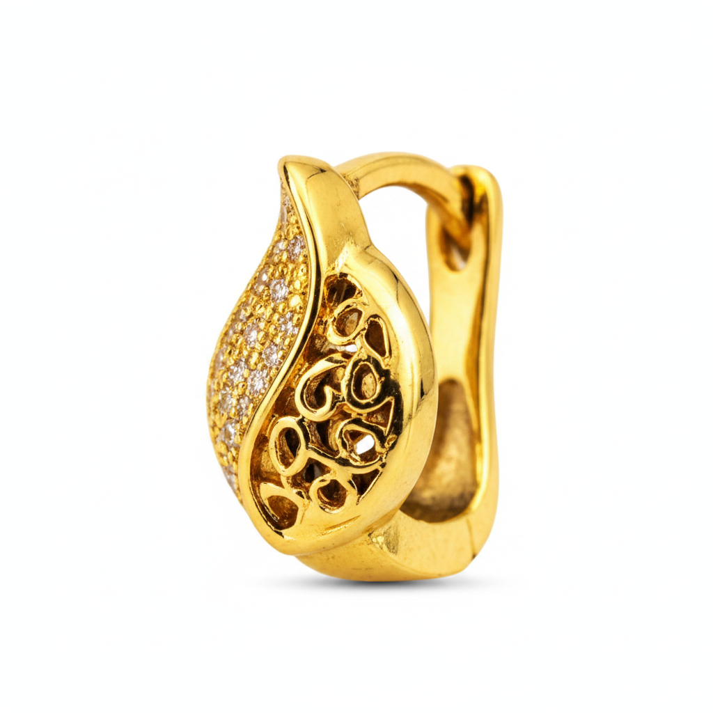 NuGold Leaf Design Gold-Toned Hoop Earrings for Women