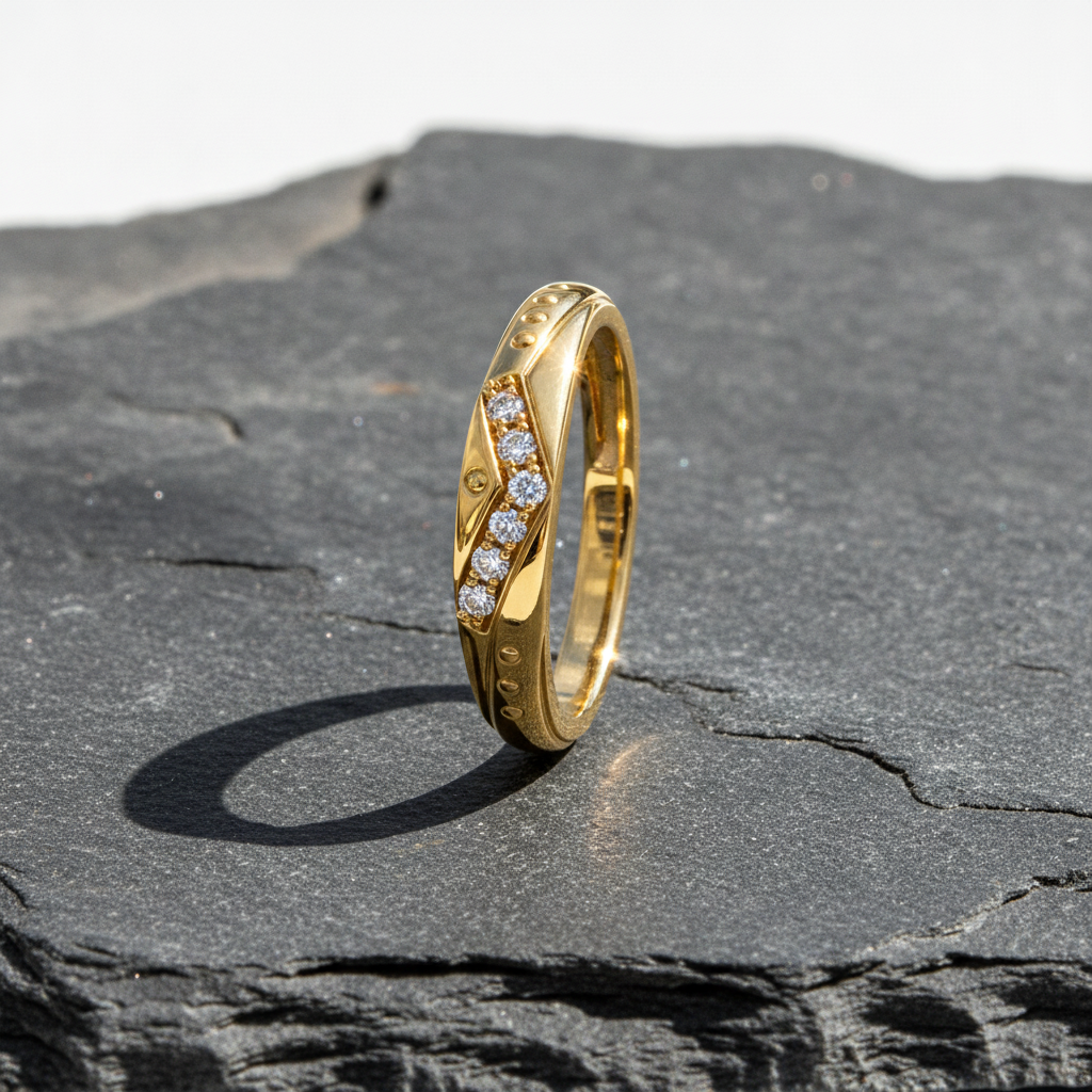 Elegant V-Shape Stone Detail Ring for Women