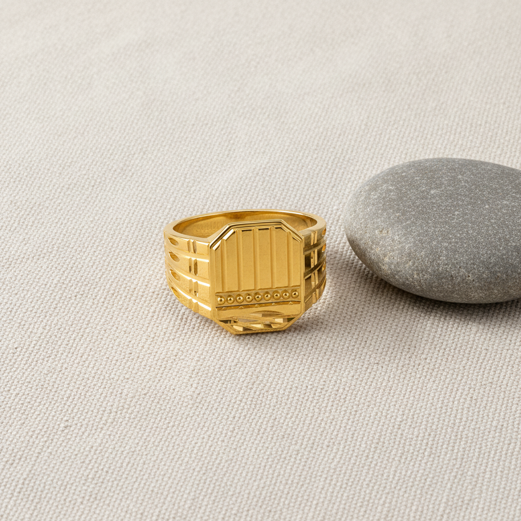 Regal Vertical Engraved Panel Statement Ring