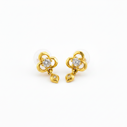 NuGold Clover Crystal Drop Gold-Toned Stud Earrings for Women