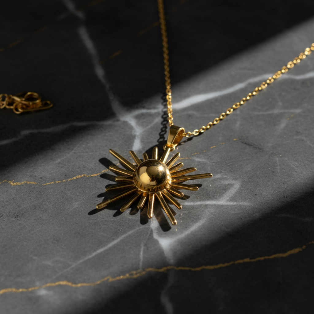 Golden Solstice Sun Necklace for Women