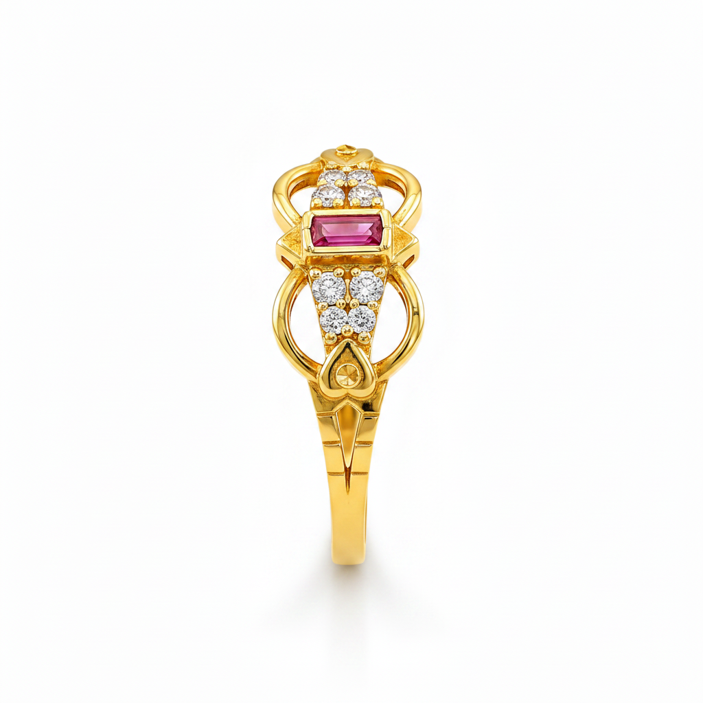Regal Ruby Infinity Crest Statement Ring for Women