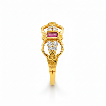 Regal Ruby Infinity Crest Statement Ring for Women