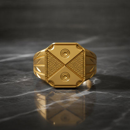 Royal Quad Crest Geometric Signet Ring for Men