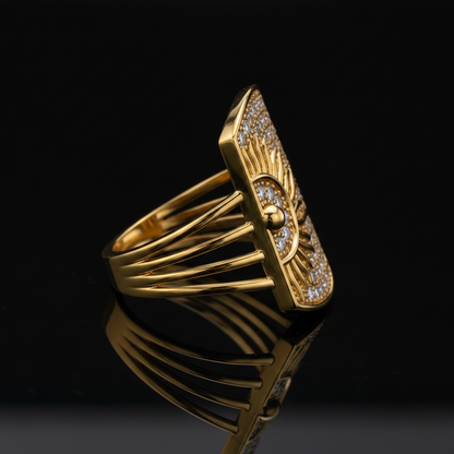 Golden Sunburst Radiance Statement Ring