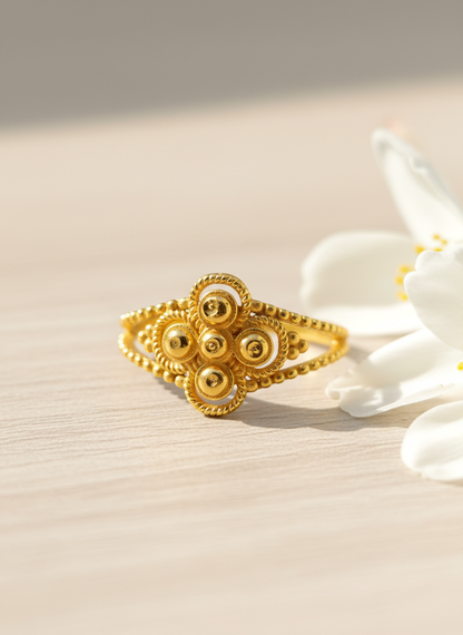 NuGold Antique Floral Heritage Ring