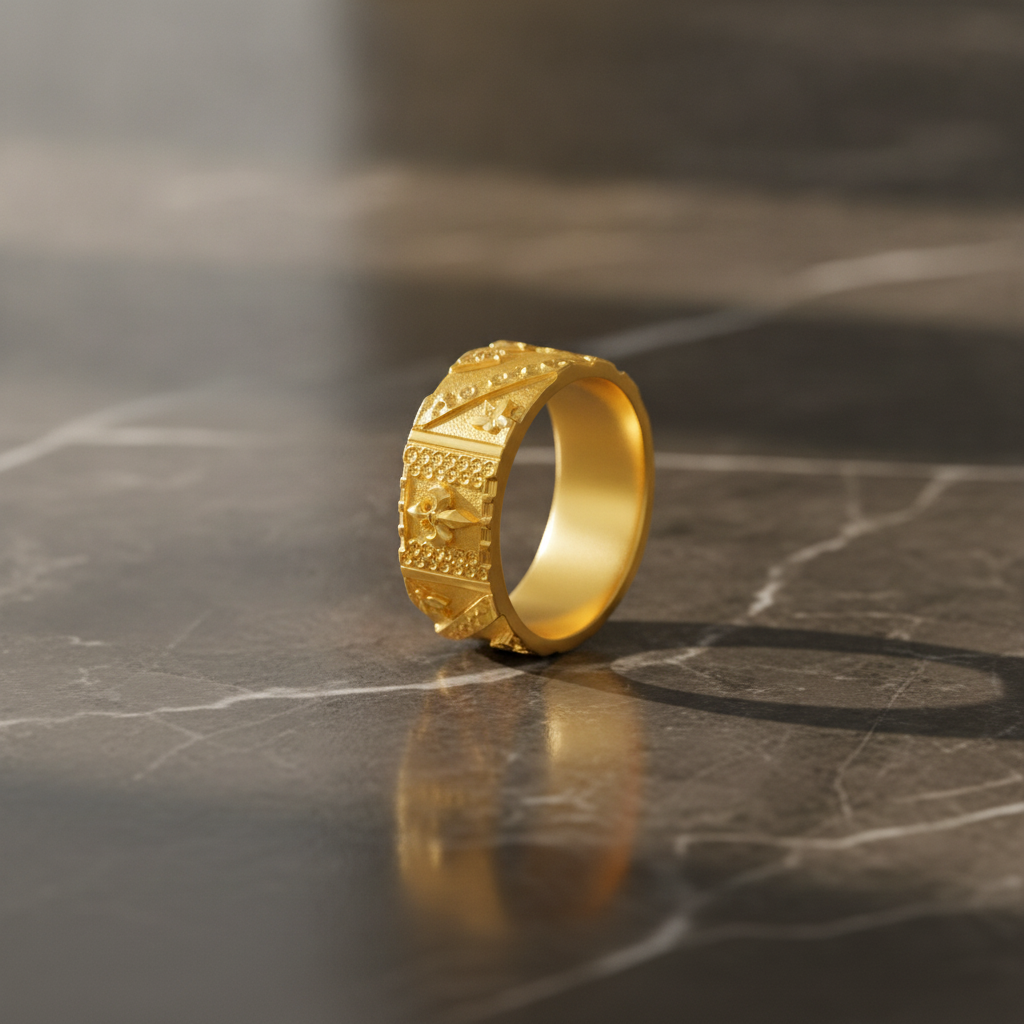 Royal Fleur Crest Heritage Statement Ring for Men
