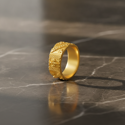 Royal Fleur Crest Heritage Statement Ring for Men