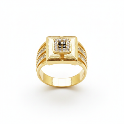 NuGold Royale Black Diamond Signet Ring