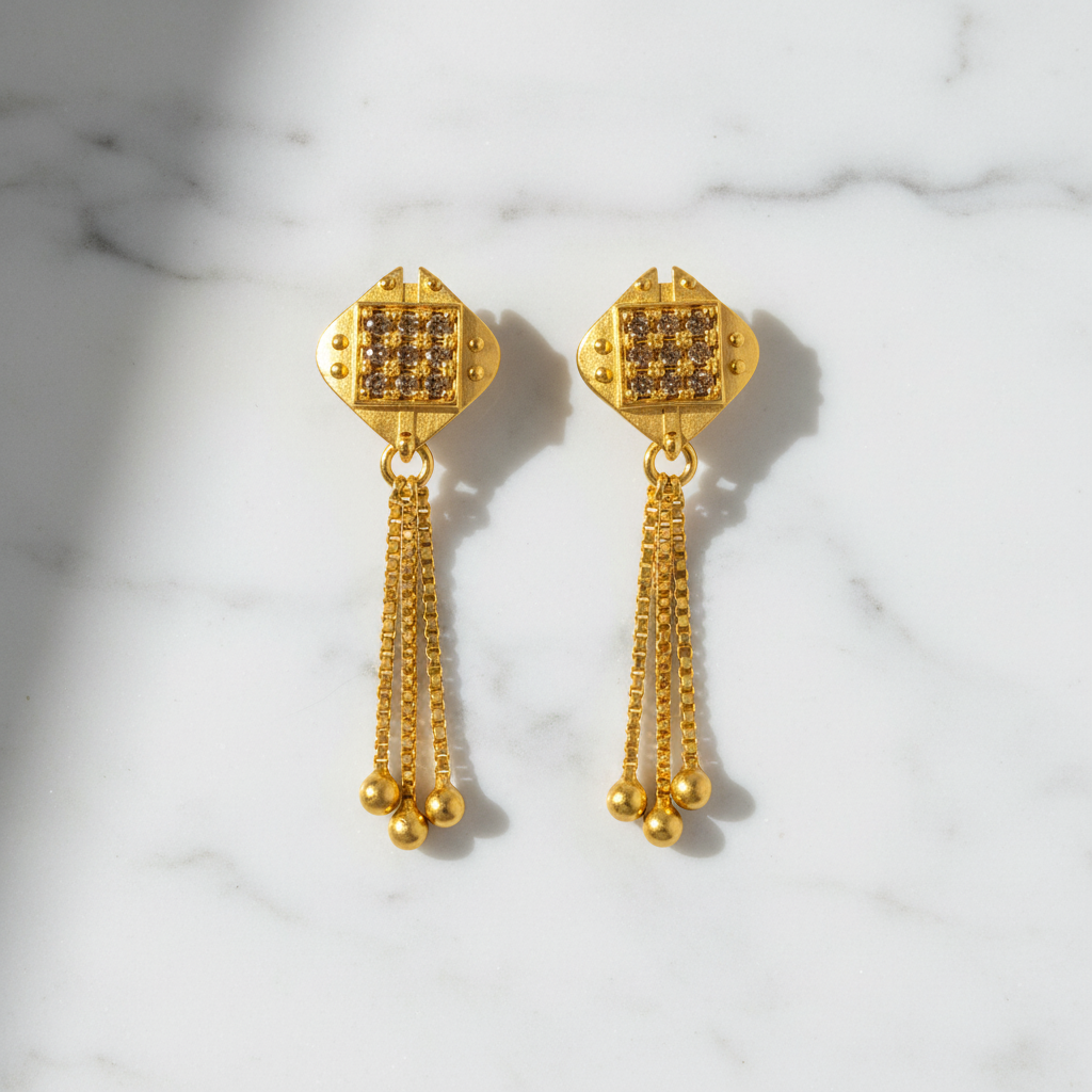 Crystal Stud Drop Earrings
