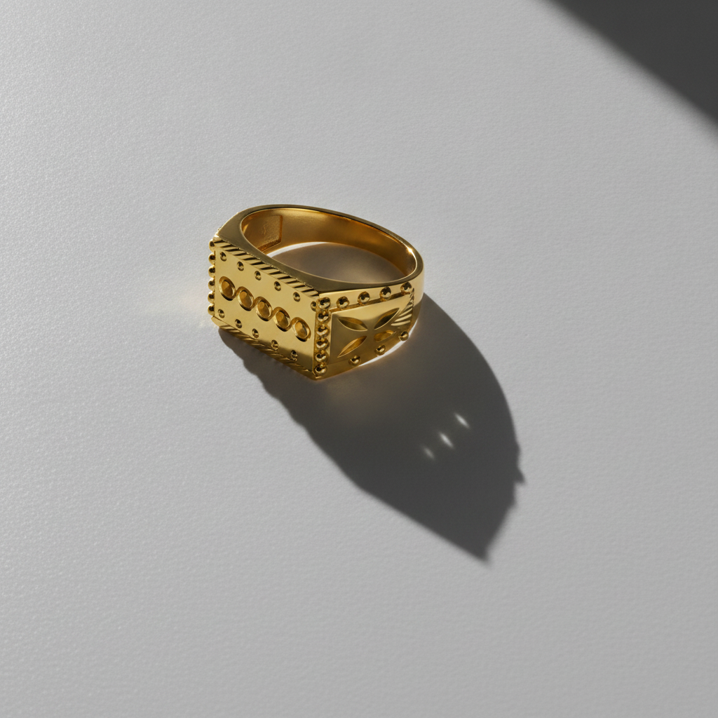 NUGOLD Royal Heritage Geometric Statement Ring for Men