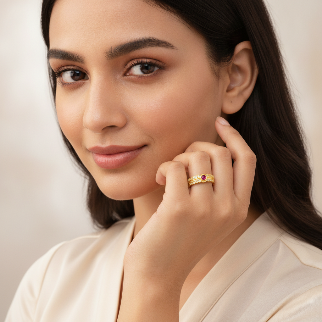 Regal Crimson Halo Statement Ring