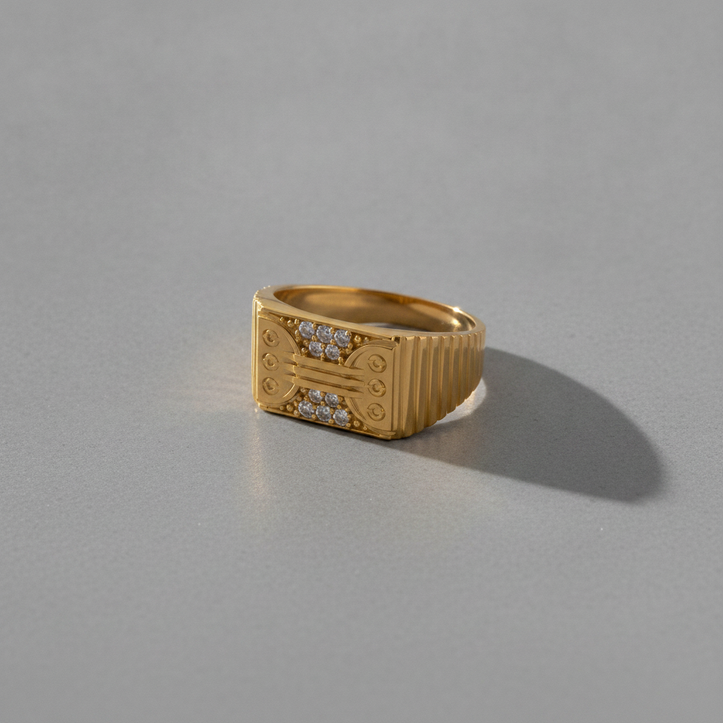 Imperial Crystal Bridge Statement Ring for Men