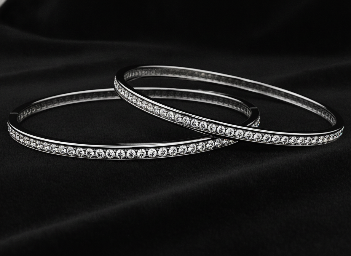 925 Silver Diamond-Look CZ Bangles for Women