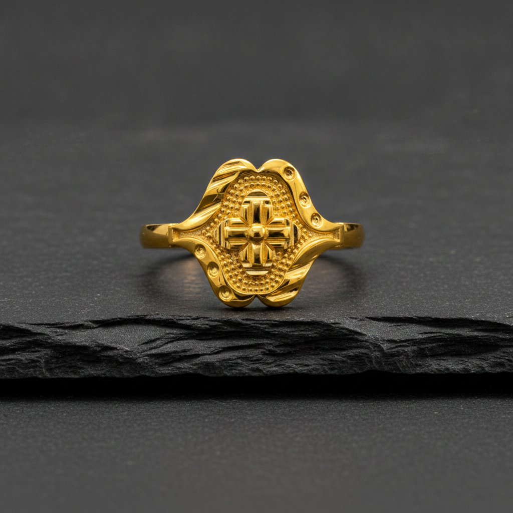 Royal Floral Crest Heritage Statement Ring for Women