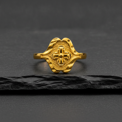 Royal Floral Crest Heritage Statement Ring for Women