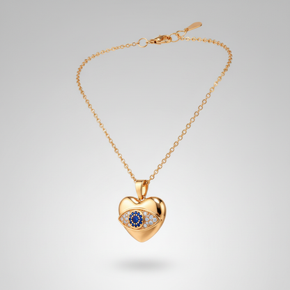 Lucky Evil Eye Heart Pendant Chain Necklace for Women
