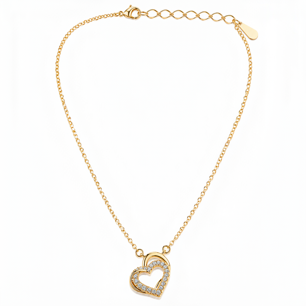 Forever Love Crystal Open Heart Pendant Necklace