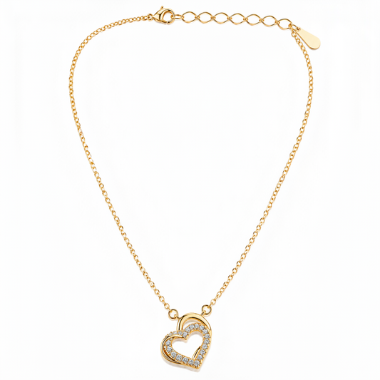 Forever Love Crystal Open Heart Pendant Necklace
