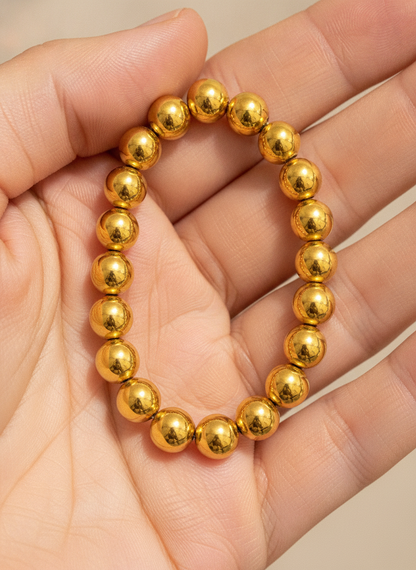 NUGOLD Premium Gold Beaded Bracelet for Girls & Women