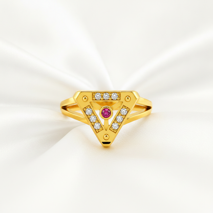 Royal Ruby Trigon Radiance Statement Ring for Women