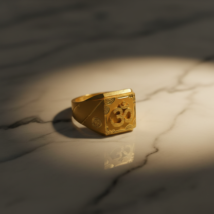 NuGold Divine Om Heritage Gold Signet Ring for Men