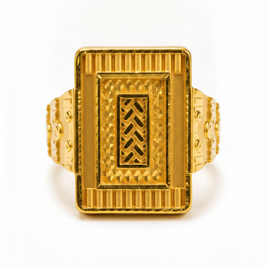 Majestic Woven Emblem Gold Ring For Men