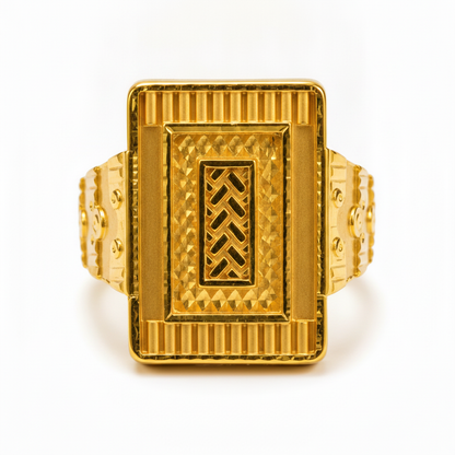 Majestic Woven Emblem Gold Ring For Men