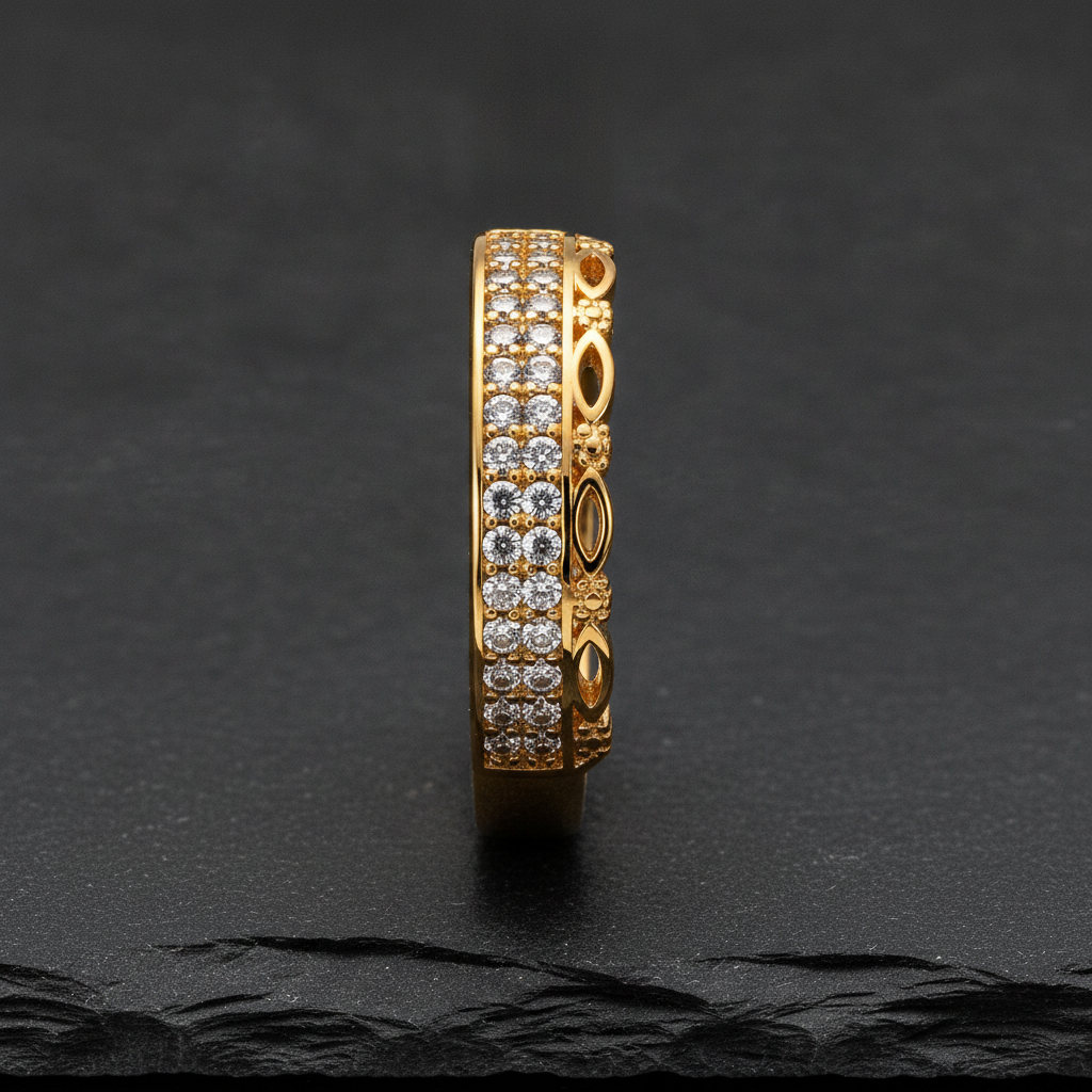 Royal Leafline Pavé Elegance Statement Ring for Women