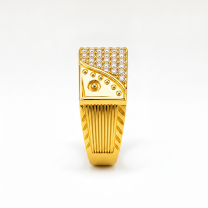 Regal Crystal Wave Statement Ring for Men