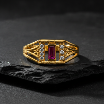 Regal Ruby Horizon Elegance Statement Ring for Women