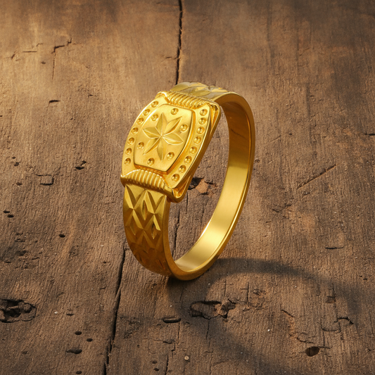 Elegant Floral Motif Statement Ring for Men