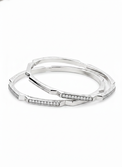 925 Silver Geometric CZ Bangles for Women