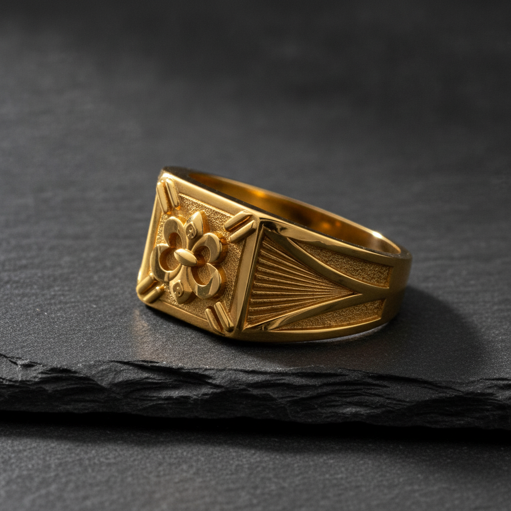 Royal Floral Crest Heritage Statement Ring for Men