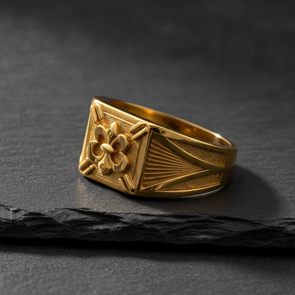 Royal Floral Crest Heritage Statement Ring for Men