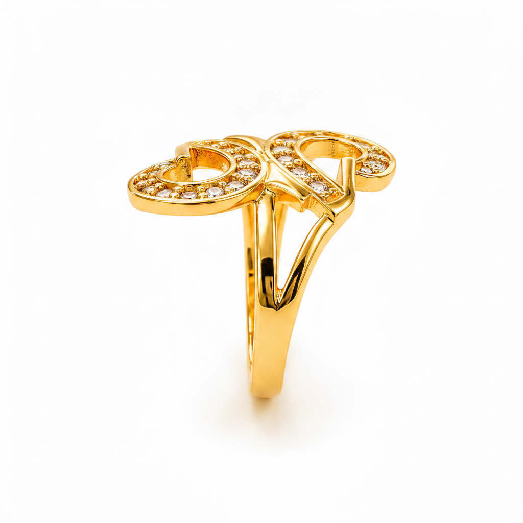 Regal Twin Teardrop Infinity Sparkle Statement Ring for Women