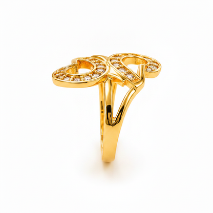 Regal Twin Teardrop Infinity Sparkle Statement Ring for Women