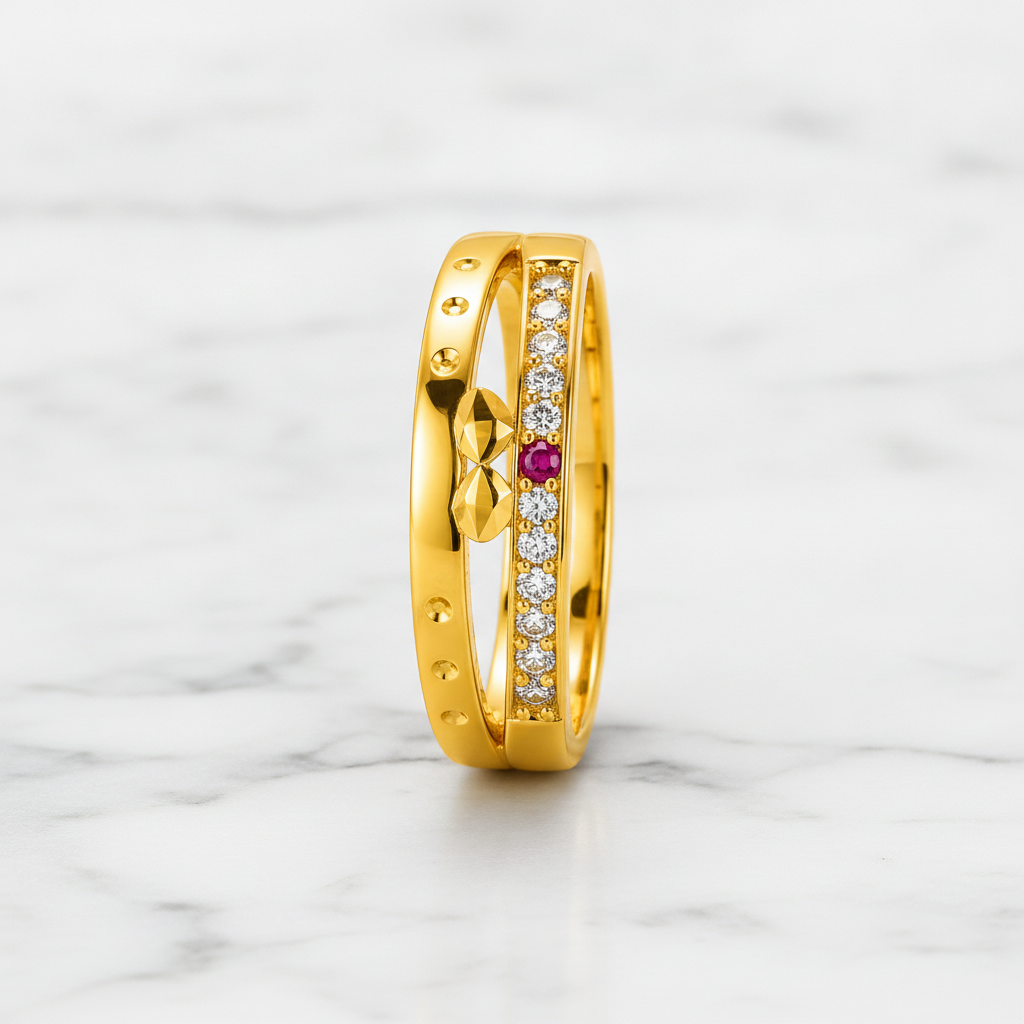 Imperial Ruby Triple Channel CZ Ring
