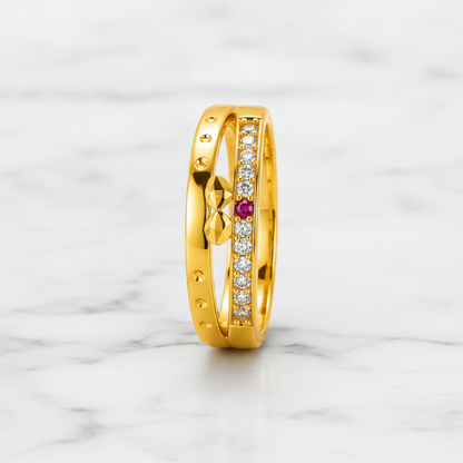 Imperial Ruby Triple Channel CZ Ring