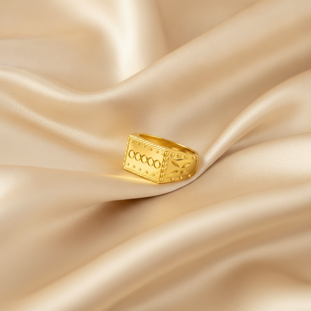 NUGOLD Royal Heritage Geometric Statement Ring for Men