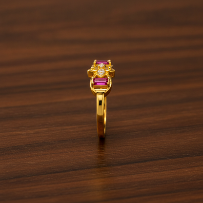 Royal Fuchsia Butterfly Embrace Statement Ring