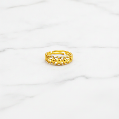 Trendy Triple Ball CZ Adjustable Ring for Women & Girls