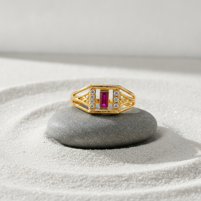 Regal Ruby Horizon Elegance Statement Ring for Women