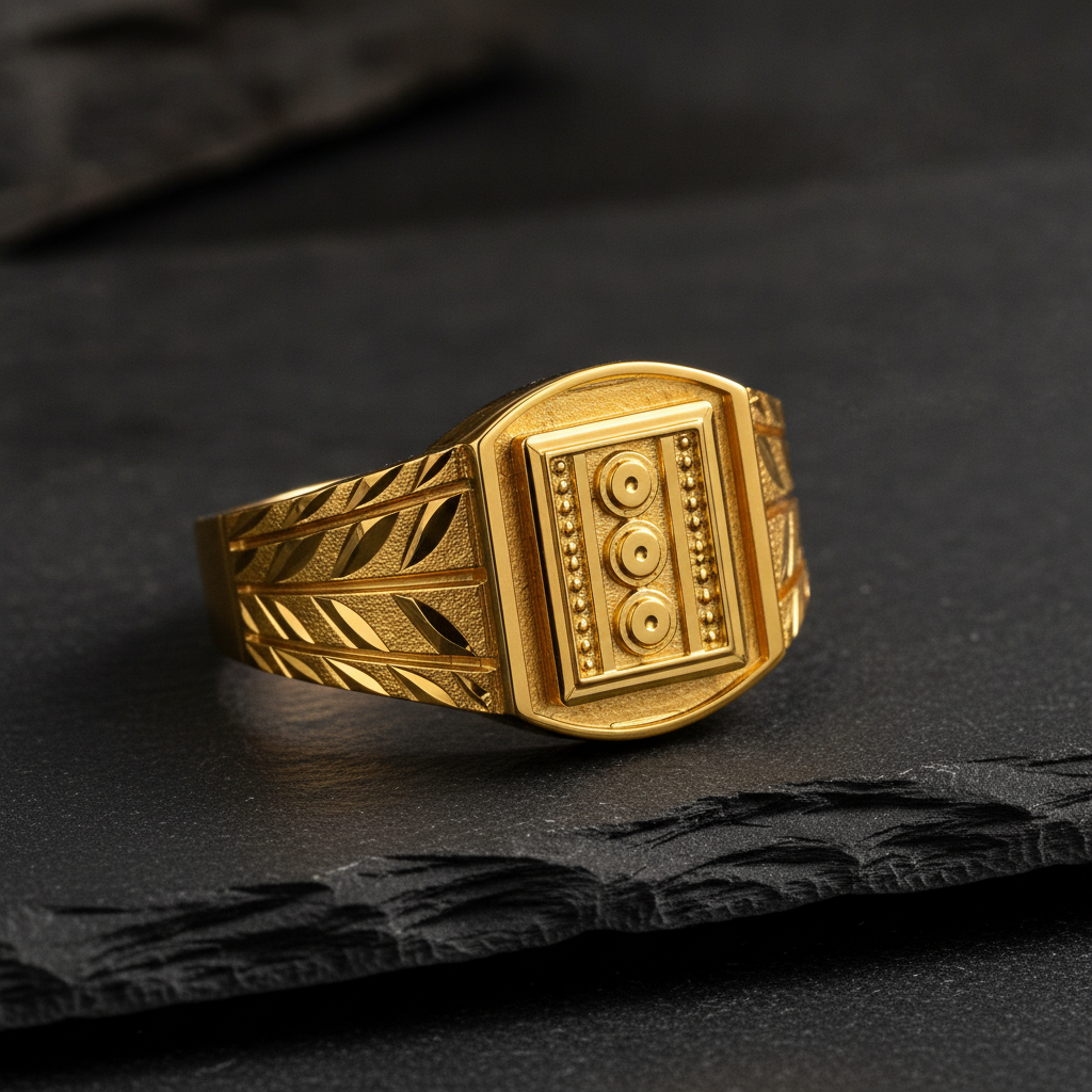 Royal Triple Medallion Geometric Statement Ring for Men
