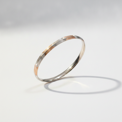 Premium 925 Sterling Silver Rose Gold Hexagon Pattern Kada